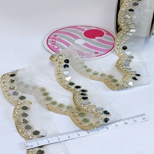 Encaje bordado floral elegante Para Boda y ropa de moda Encaje bordado de algodón ecológico para ropa y accesorios - Product Image 1