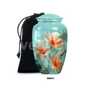 Urna Funeraria de Aluminio Grande con Flores Hermosas para Cenizas Humanas, Urna Decorativa de Aluminio con Bolsa de Terciopelo Gratis - Product Image 3