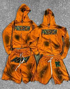 Fabrication professionnelle Shorts à capuche en molleton de coton de haute qualité Survêtements solides brodés confortables pour hommes et femmes - Product Image 1