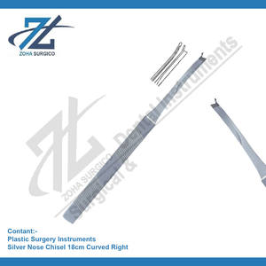 Silver Nose <b>Chisel</b> 18cm <b>Curved</b> Right Ergonomic stainless steel dual satin finish Basis Surgical Instrument manufacturer Pakistan - Product Image 2