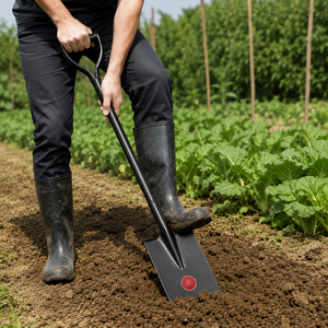 Pala a lama piatta quadrata con impugnatura a D per impieghi gravosi, in acciaio al carbonio, colore grigio, per giardinaggio, ghiaia e costruzioni - Product Image 3