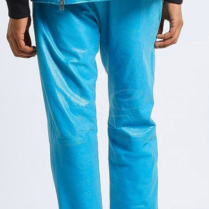 กางเกงหนังลำลองคุณภาพระดับพรีเมียมของผู้ชายเสื้อผ้าแนวสตรีทสีทึบมีลายเอวกลางตรงน้ำหนักเบาฟอกสีเข้ม - Product Image 6