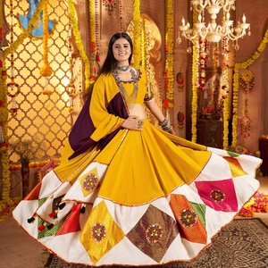 ชุดเดรสผ้าคอตตอนลายดอกแบบคลาสสิกลาย lehenga choli ผ้าคอตตอนปักลวดลายยาวถึงพื้นสีลูกกวาดสำหรับเทศกาล - Product Image 1