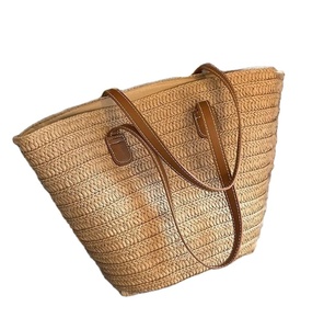 Sac fourre-tout tissé en paille pour femmes, sac de paille tissé à la main Crochet macramé sacs de plage directement du fournisseur indien - Product Image 1
