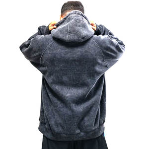 Sweat à capuche baggy lavé à l'acide sur mesure pour hommes en plein air hiver mode perspectives 2025 nouveautés javel lavage à capuche super confortable - Product Image 3