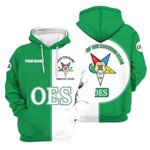 Sudadera con Capucha Bordada de Algodón de Alta Calidad con el Emblema de la Orden de la Estrella de Oriente, Ropa Masónica Griega Unisex - Product Image 3