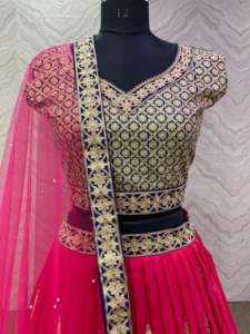 Lehenga choli ผ้าคอตต้อนปักลายหินผ้าหนาดีไซน์ใหม่ล่าสุด - Product Image 5