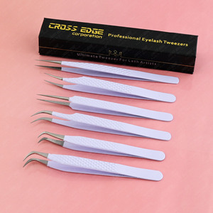 Pince à épiler d'extension de cils droits Outil de greffage pince à épiler à crochet méga volume Acier inoxydable Pointe pointue Pince à épiler d'isolation incurvée - Product Image 5