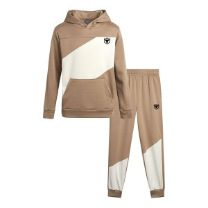 Beige y para Cream 100% Conjunto de chándal de algodón Cuello con capucha transpirable con logotipo frontal Estilo de invierno nuevo chándal - Product Image 1