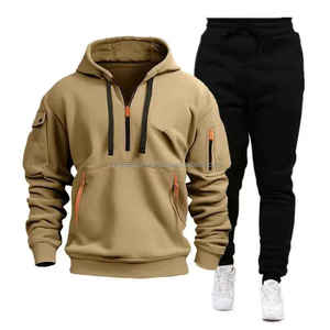 2025 nuevos hombres 2 piezas entrenamiento marca ropa deportiva traje alto Casual estampado primavera otoño cremallera Sudadera con capucha pantalones Jersey chándal conjunto - Product Image 1