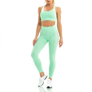 2025 nouveau Style haute qualité femmes Yoga ensemble respirant solide motif élastique taille fermeture écologique en ligne vente pas cher prix - Product Image 1