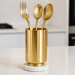 Luxury Brass Plated Metal Cutlery <b>Holder</b> Manufacturer Direct Bulk Pricing Durable Easy Clean Design For Corporate Gift Sets - Product Image 6