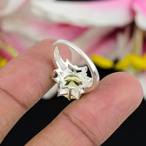 เครื่องประดับที่ยอดเยี่ยม S k 925แหวนเงินสเตอร์ลิงมะนาวบุษราคัมแหวนโซลิแทร์มินิมอลเครื่องประดับชั้นดีสำหรับวัยรุ่นสมบูรณ์แบบ - Product Image 2