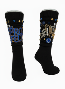 Chaussettes de sport personnalisées de luxe ornées de perles et de strass, chaussettes de fête élégantes en tricot décoratif à paillettes - Product Image 6