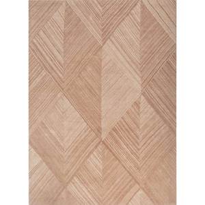 พรมขนสัตว์ทอมือลายเรขาคณิตสีโครมาเบจบราวน์ ดีไซน์แจ็คการ์ด สำหรับห้องโถงทางเดินในบ้าน รูปทรงสี่เหลี่ยมผืนผ้า ขนาด 4 เมตร หนา 10 มม. รุ่น Top-294 สำหรับห้องนั่งเล่น - Product Image 1