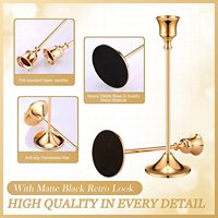 Bougeoir en argent noir mat avec bâton conique en or motif de pilier de paraffine décoration de la maison chandeliers élégants