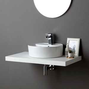Étagère de salle de bain en bois blanc de 90 cm, solution de rangement élégante de style Vieste - Product Image 3