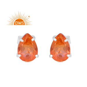 Última tendencia fina plata esterlina Bio morganita doblete cuarzo piedra preciosa Stud pendiente joyería personalizada para mujer regalo para ella - Product Image 1