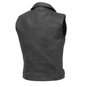 Gilet en cuir véritable pour femme, style vintage, longueur classique, vêtement d'extérieur respirant, imperméable, matière douce tricotée, bouton unique - Product Image 4