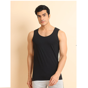 Comfortable Durable <b>Black</b> <b>Vest</b> Stretchable Summer Tank Tops <b>Knitted</b> Weaving Method for Daily Wear and Casual Style - Product Image 1