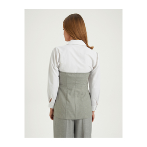 เสื้อเบลาส์ผ้าวิสโคสผสมแบบไม่มีสายหนังสำหรับผู้หญิง - Product Image 4