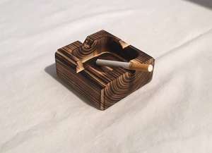 Classic Style Wooden <b>Ashtray</b> | Hand Polished Solid Natural Wood Smoking Ash Tray | Reusable Cigarette <b>Ashtray</b> for Home, - Product Image 3