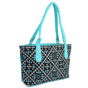 กระเป๋าถือปักลายสำหรับผู้หญิง - สีฟ้า - Product Image 1