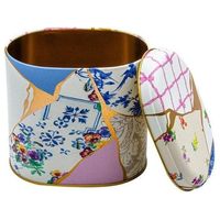 Kontensan Kintsugi Gold Vein Flower 1.4L Oval Metal Tin Home Decor ER0044I 140x120x130mm Fabriqué en Turquie