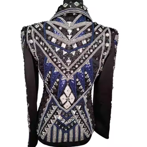 Chaqueta de espectáculo ecuestre para mujer de primera calidad, estilo occidental clásico, trabajo de cristal personalizado, conjuntos elásticos, accesorios - Product Image 3