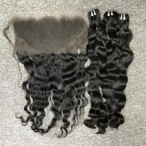 100% cabello humano virgen ondulado Hd encaje 13x6 Frontal con mechones onda Natural 13x4 extensiones de encaje conjunto completo máquina doble trama - Product Image 3