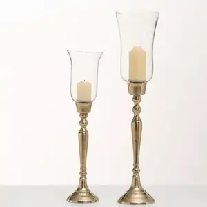 Hochzeits-Flur-Ständer-Kerzenhalter mit Glas-Votiv für Hochzeits-Events-Party-Dekorationen einzigartige goldene Kerzenständer