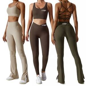 Etiqueta privada suave sin costuras 5 piezas Yoga Fitness Set elástico sin costuras acanalado Yoga Gym Set Fitness mujeres 2023 - Product Image 6