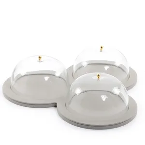 Cúpula única de cuero y vidrio para servir alimentos de gran tamaño, calidad premium, perfecta para vajilla casera y artículos para servir comidas - Product Image 1