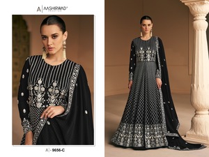 Las secuencias de bordado de desgaste tradicional indio funcionan con Choli Back Side Work Almora Salwar Kameez Suit - Product Image 4