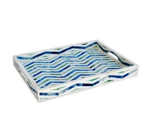 Plateau de service fait à la main plateau de service en incrustation d'os et de résine plateau de maison et de fête et de fruits variété de couleurs - Product Image 4