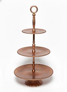 Soporte de Pastel de Metal de 3 Niveles de Cobre Antiguo, Torre Redonda para Exhibición de Cupcakes y Postres para Decoración de Eventos y Bodas - Product Image 3