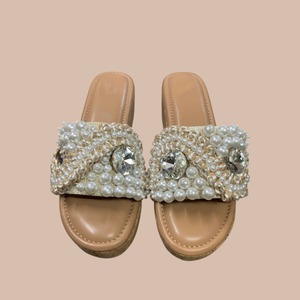 Sandalias de Perlas para Mujer - Sandalias Marrones Cómodas para Exteriores para Todas las Temporadas - Product Image 1