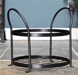 Porte-bûches en métal noir à 2 niveaux avec style unique Parfait pour le stockage du bois de qualité Organisation du bois de chauffage intérieur et extérieur - Product Image 2