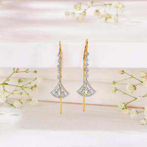 Pendientes de Diamantes Crystal Horizon Gold Dangler para Mujer - Product Image 2