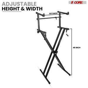 5 Core Keyboard <b>Stand</b> 2 Tier Doubled X Shape Adjustable Heavy Duty Key Board DJ <b>Controller</b> <b>Stands</b> - Product Image 2