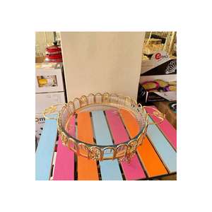 Plateau de service rond en porcelaine japonaise, plateau de présentation en laiton doré, fabricant d'origine TR, contact alimentaire sûr - Product Image 4