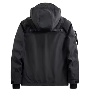 Veste à capuche Cargo Techwear OEM pour hommes Veste à capuche multi-poches Manteau Fonction masculine Coupe-vent Sweat à capuche noir - Product Image 6