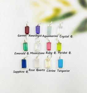 Cuarzo Rosa 22K chapado en oro 8x4mm Baguette Prong Set Birthstone Pendant para la fabricación de joyas y regalos - Product Image 5