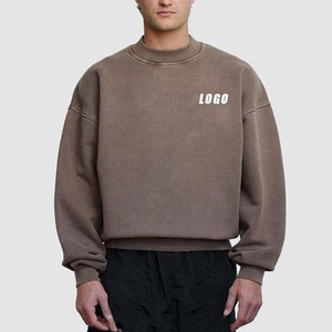 Sudadera con capucha personalizada básica de corte regular, 100% algodón grueso, con hombros caídos, lavado ácido, bordada, para invierno - Product Image 2