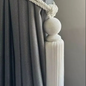 <b>Curtain</b> <b>Tie</b> <b>Backs</b>: Natural Rope & Cotton Tassel Tiebacks - Product Image 1