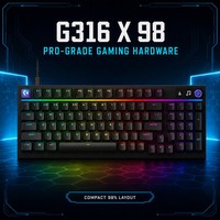 Clavier de jeu G316 X 98 mécanique compact, 98 % filaire, programmable, hot-swap, USB-A/USB-C, rétroéclairage RGB, inclinaison réglable, volume réglable