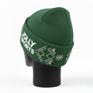 Gorro de Hombre de Alta Calidad, Tejido Acrílico Elástico de 300 GSM, Color Verde, Logotipo Personalizado, Cómodo, para Invierno, Estilo Jacquard - Product Image 2