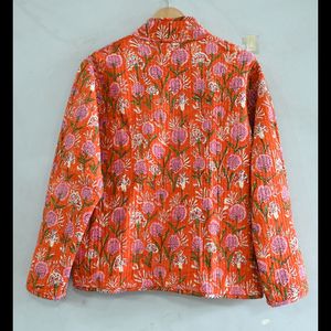 Handmade Boho Style Quilted Cotton <b>Jacket</b> <b>for</b> <b>Women</b> Winter Coat with Block Print Kantha Button Decoration Gift - Product Image 4