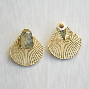 Pendientes de Latón al por Mayor, Diseño de Piedra Natural en Bruto, Acabado Chapado en Oro de 18K, Estilo Moderno, Calidad de Exportación al por Mayor - Product Image 3