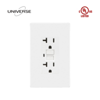   Prise murale américaine GFCI auto-testable 20A 125V à 2 ports, protection contre les surtensions et les fuites à la terre